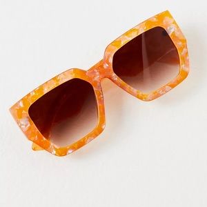 Free People bel air Orange Tortoiseshell Square Sunglasses